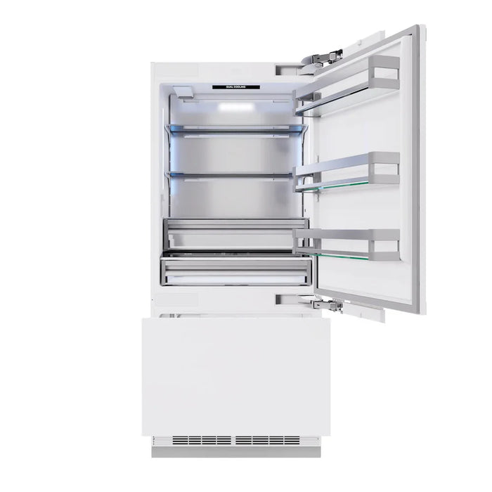 ZLINE 36" Panel Ready Built-In Bottom Freezer Refrigerator,Water Dispenser, Ice Maker, RBIT-36