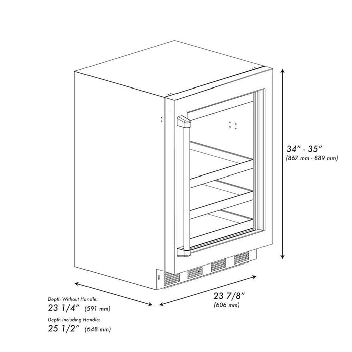 ZLINE 24" Touchstone 151 Can Beverage Fridge White Matte Glass Door RBSO-WM-24