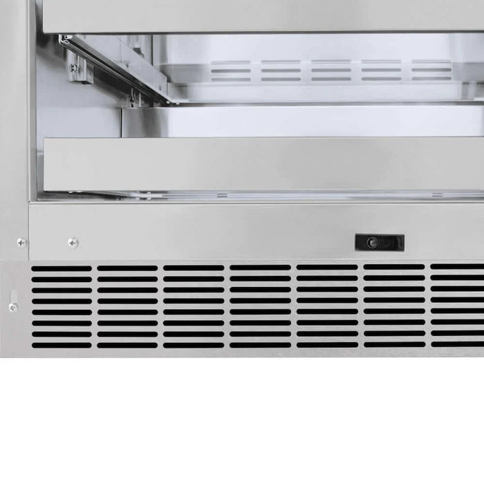 ZLINE 24" Touchstone Dual Zone 44 Bottle Wine Cooler White Matte Glass Door Champagne Bronze Handle RWDOZ-WM-24-CB