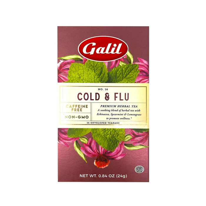 Cold and Flu Herbal Tea | 16' Tea Bags | 0.84 oz | Galil