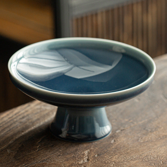 High Foot Snack Plate Haze Blue