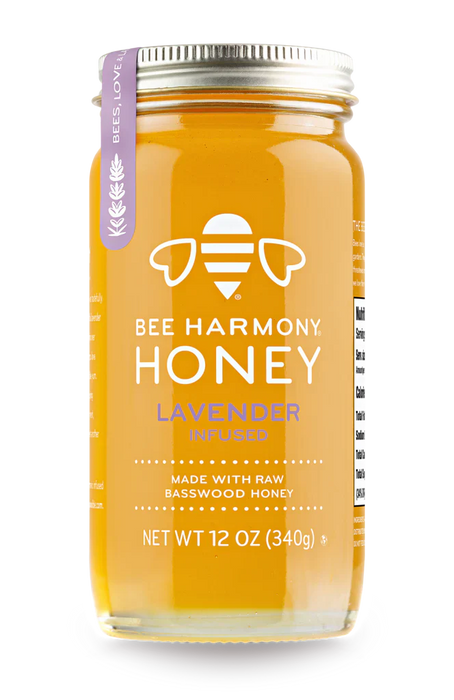 Bee Harmony - Raw Lavender Honey, 12 fl oz (Pack of 6) - USA California Honey