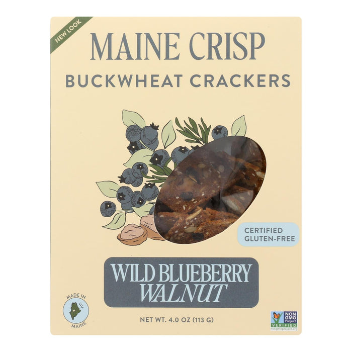 Maine Crisp Crisps Wild Blueberry Walnut - Sweet & Tangy, 4 Oz Bags (Case of 10)