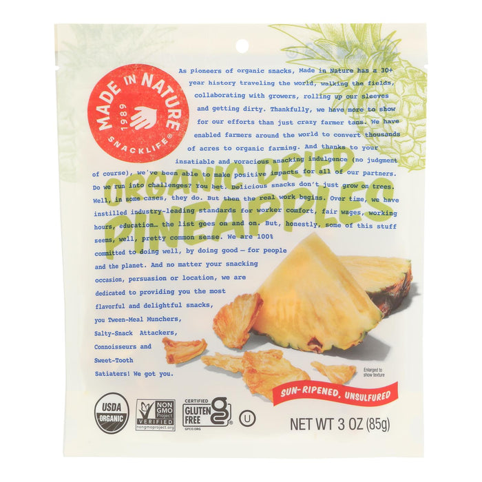Made In Nature Organic Golden Pineapple Dried Fruit - 3 oz (Case of 6)