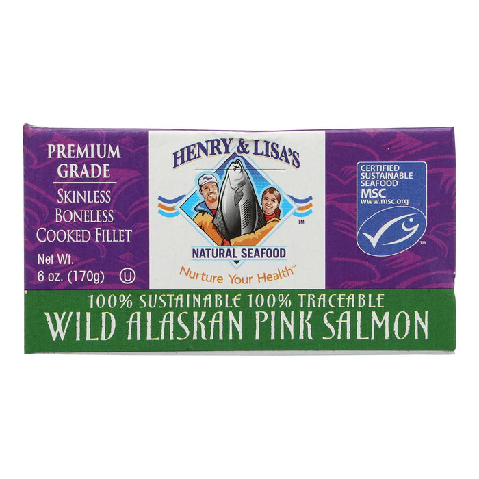 Henry & Lisa's Natural Seafood Premium Quality Wild Alaskan Pink Salmon - 12 Pack - 6 Oz.