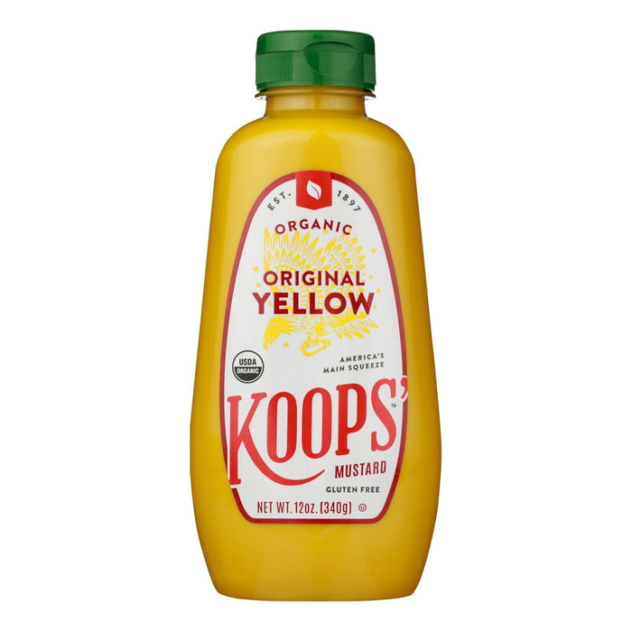 Koops Organic Yellow Mustard Gluten Free 12 Oz Pack of 12
