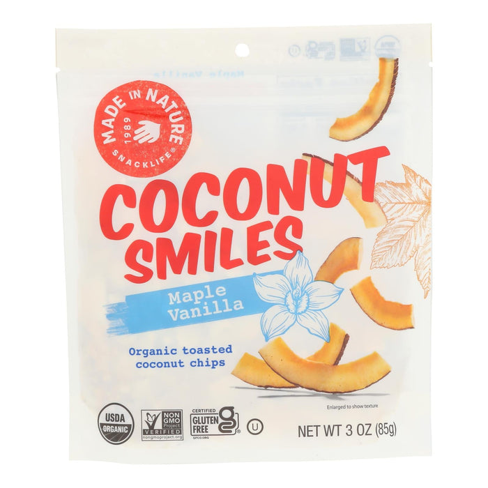 Made In Nature Organic Toasted Coconut Chips - Maple Madagascar Vanilla Flavor - 3 Oz (Pack of 6)