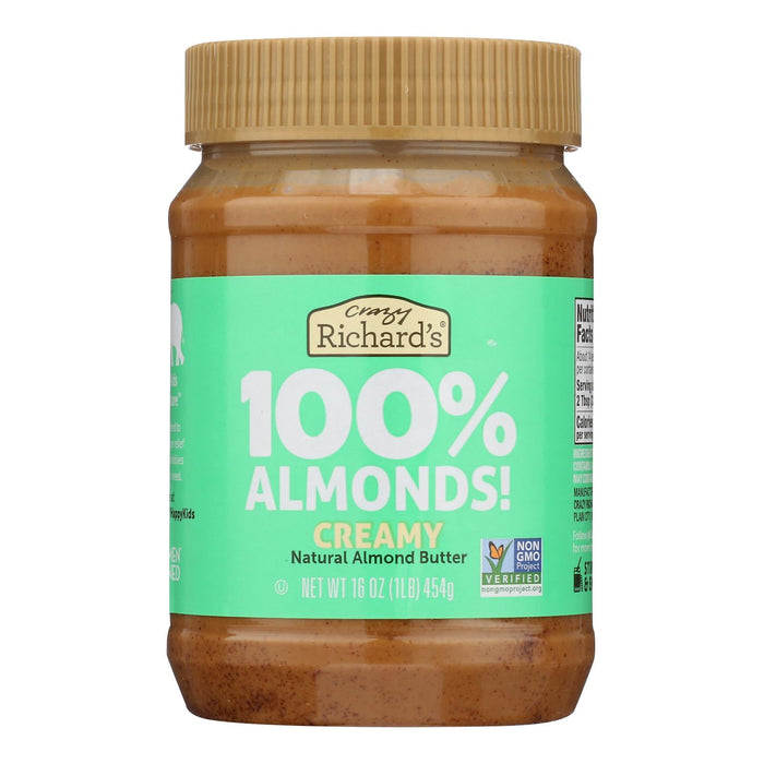 Crazy Richards Almond Butter - 100% Almond - 16 Oz - Pack of 6