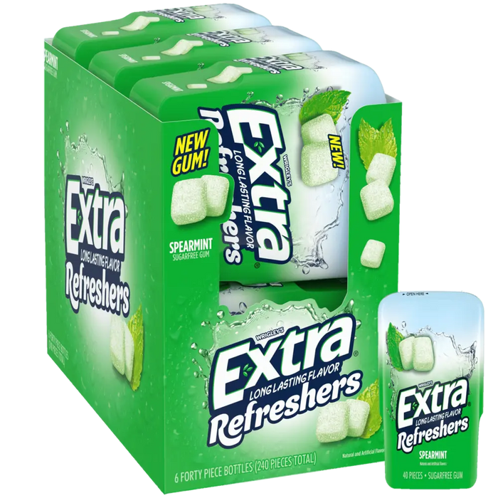 Extra Refreshers spearmint Gum Bottle 40 Pc