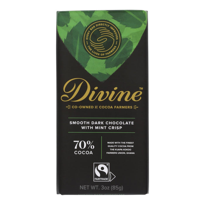 Divine Dark Chocolate Bar with Mint Crisp - 12 Pack - 3 Oz