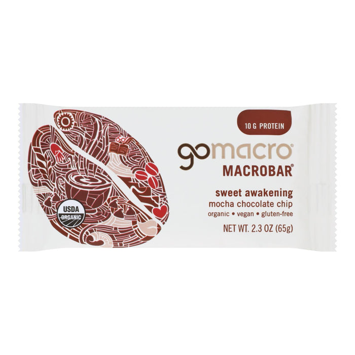 Gomacro Organic Mocha Chocolate Chip Bar, 12-Pack, 2.3 Oz