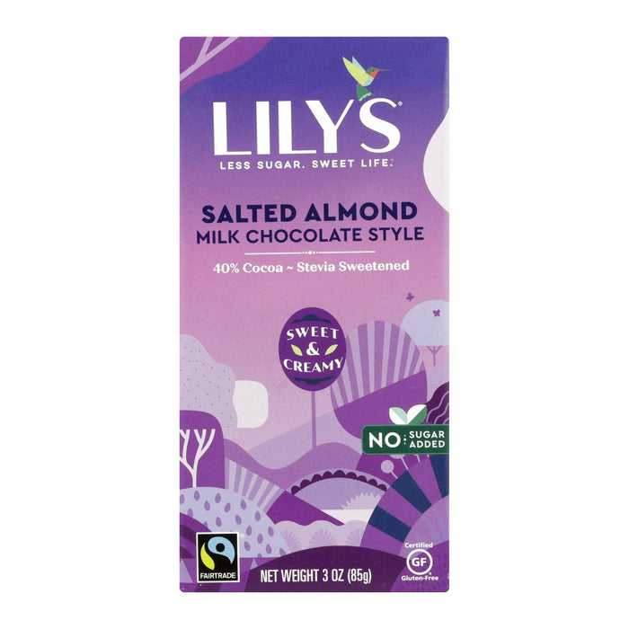 Lily's Sweets Salted Almond Milk Chocolate Bar - 40% Cocoa - 3 Oz Bar - Pack of 12