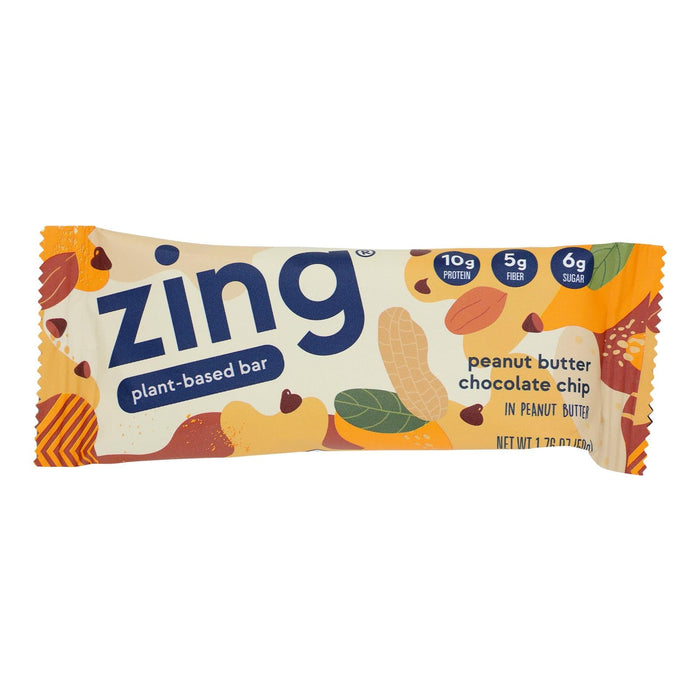 Zing Bars High Protein Nutrition Bar, Peanut Butter Chocolate Chip, 1.76 Oz, 12 Count