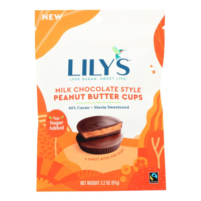 Lily's Sweets Sugar-Free Peanut Butter Cup Milk Chocolate, 3.2 Oz - Case of 12