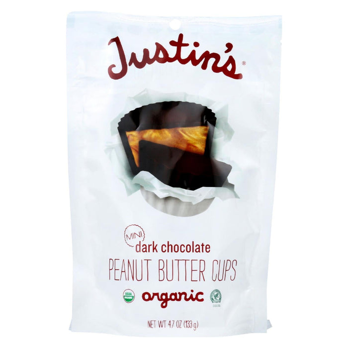 Justin's Organic Dark Chocolate Peanut Butter Cups, 4.7 Oz., Case of 6