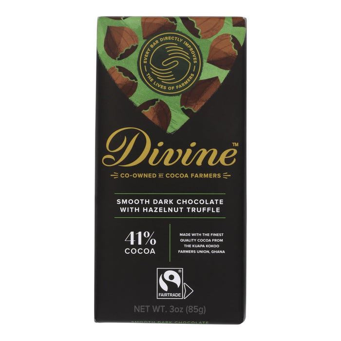 Divine Bar Dark Chocolate Hazelnut Truffle - 3 Oz. (Case of 12)