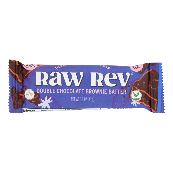 Raw Rev GLO Double Chocolate Brownie Batter Bar, 1.6 Oz, Case of 12