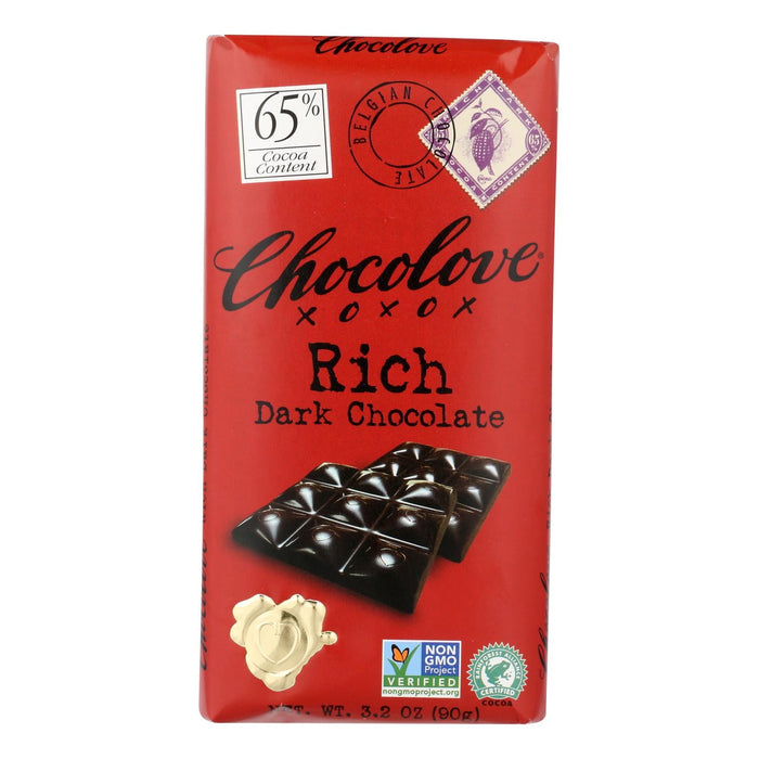 Chocolove Xoxox Luxurious Dark Chocolate Bar - Rich, Decadent Taste - 3.2 Oz Bars (Case of 12)