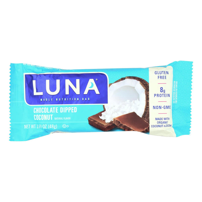 Clif Bar Luna Bar - Organic Chocolate Dipped Coconut, 1.69 Oz, Pack of 15