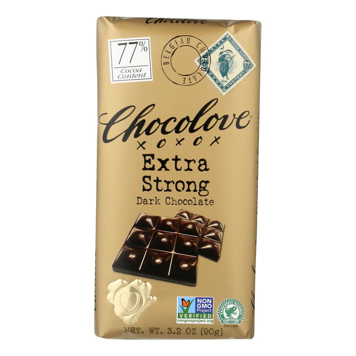 Chocolove Xoxox Premium Dark Chocolate Bar - Extra Strong - 3.2 Oz - Case of 12