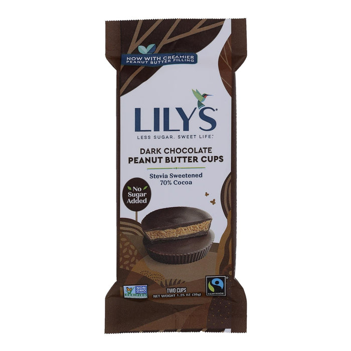 Lily's Sugar-Free Dark Chocolate Peanut Butter Cups, 1.25 Oz, Pack of 2 (Case of 12)