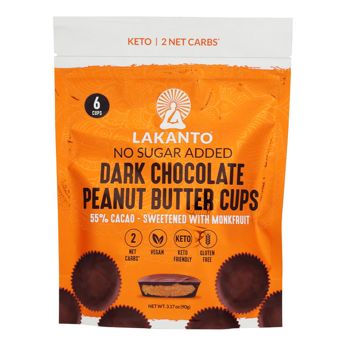 Lakanto No-Sugar-Added Peanut Butter Cups with Dark Chocolate (3.17 Oz Each, Pack of 8)