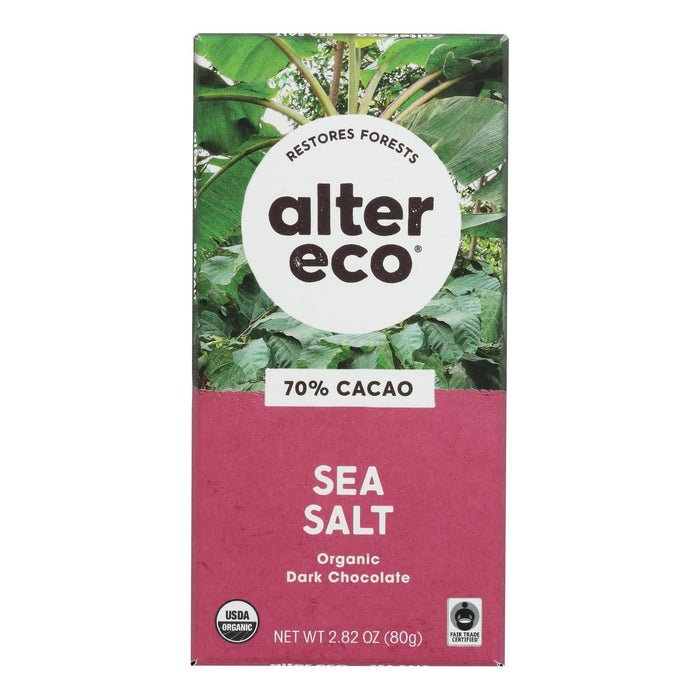 Alter Eco Organic Deep Dark Sea Salt Chocolate Bars - 2.82 Oz Bars - Case of 12