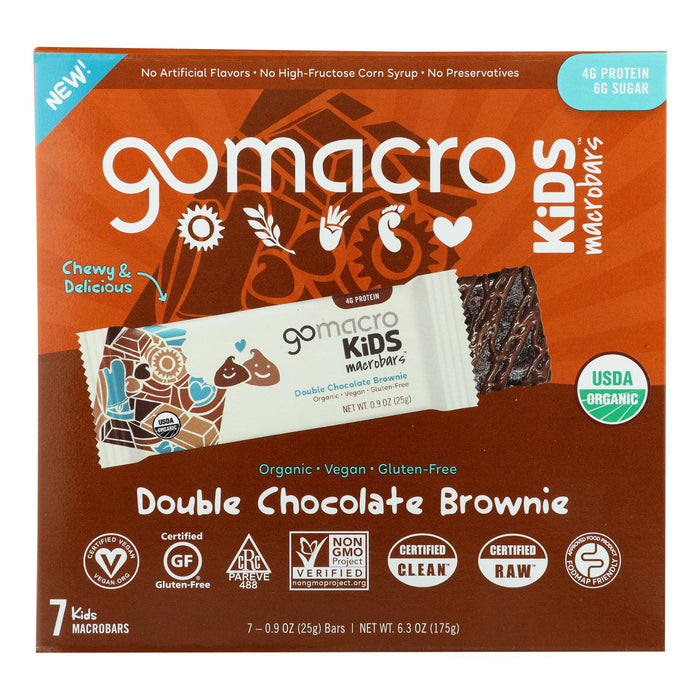Gomacro Kids Macrobar Double Chocolate Brownie - 6.3 Oz, Pack of 7