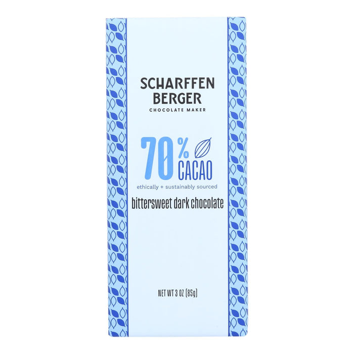 Scharffen Berger 70% Cacao Bittersweet Bar: Rich Dark Chocolate (3 oz, 12 Pack)