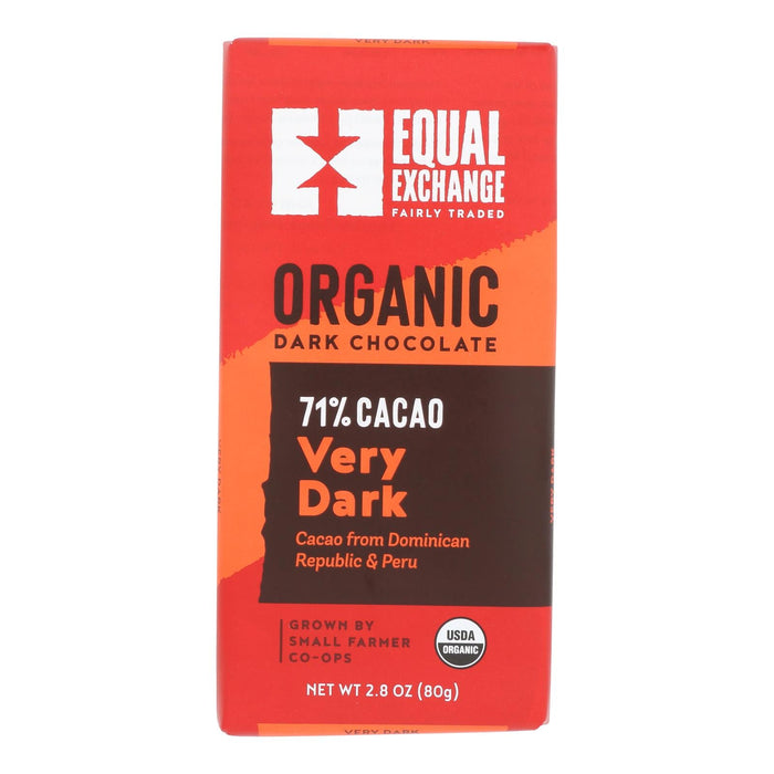 Equal Exchange Organic Very Dark Chocolate Bar, Pack of 12, 2.8 Oz