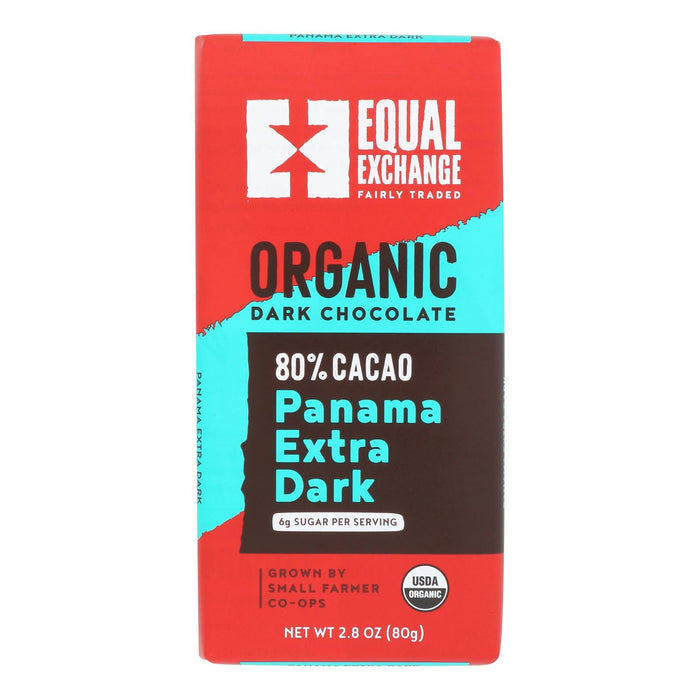 Equal Exchange Organic Dark Chocolate Panama Extra, Pack of 12, 2.8 Oz. Bars