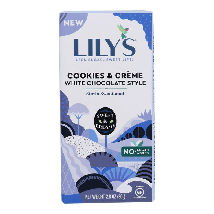 Lilys Bar Creamy Cookie & Cream White Chocolate - 2.8 Oz, Case of 12