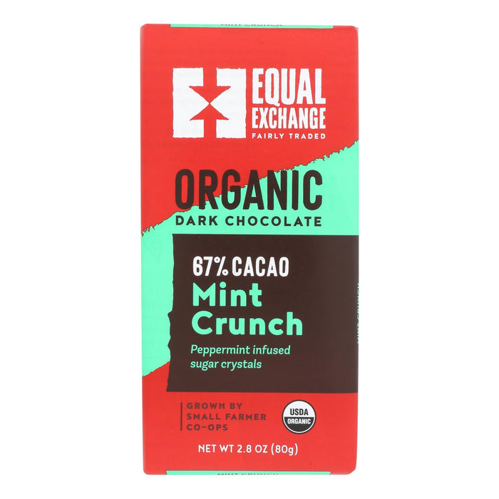 Equal Exchange Organic Dark Chocolate Bar - Rich Mint Crunch - 2.8 Oz. (Case of 12)