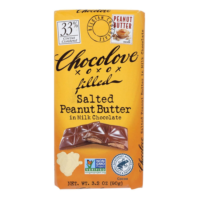 Chocolove Salt Peanut Butter Filled Milk Chocolate Bar - 3.2 Oz (10-Pack)
