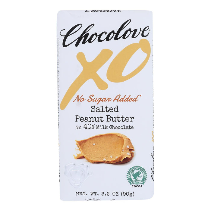 Chocolove XO Milk Chocolate Salted Peanut Butter Bar - 3.2 Oz (Case of 10)