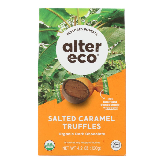 Alter Eco Truffles | Premium Sustainable Chocolate | Salted Caramel | 4.2 Oz x 8