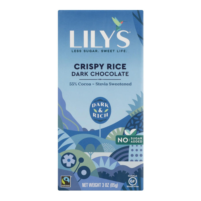 Lily's Sweets Dark Chocolate (55% Cocoa) Crispy Rice Bars - 3 Oz - Case of 12