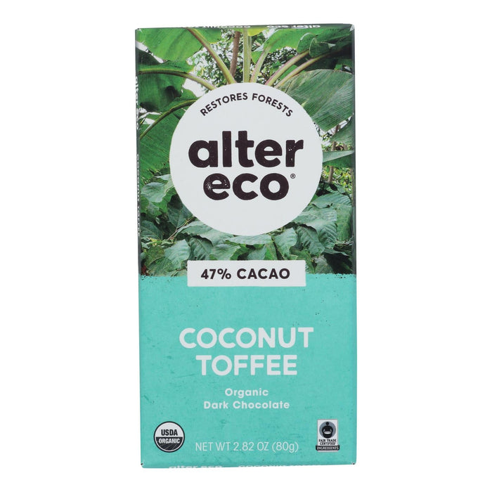 Alter Eco Americas Organic Dark Coconut Toffee Chocolate Bar (2.82 Oz, Pack of 12)