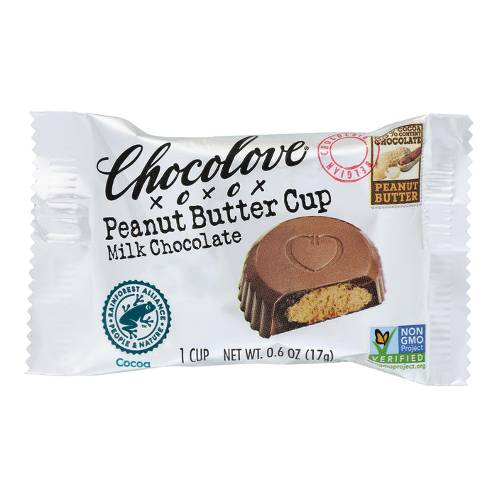 Chocolove XOXO Creamy Peanut Butter in Delicious Milk Chocolate Cups, .6 oz (Case of 50)