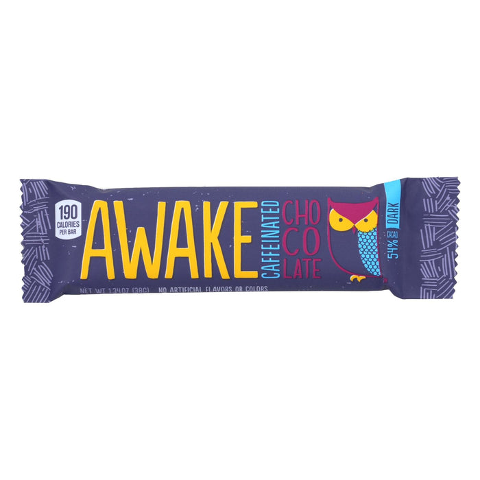Awake Caff Dark Chocolate - Case of 12 - 1.34 oz Bars