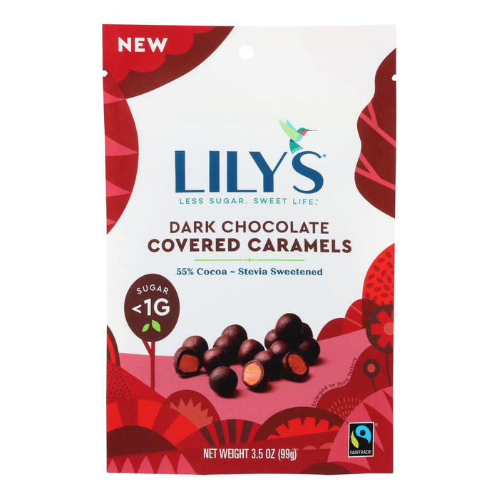 Lilys Dark Chocolate Caramels with Stevia Sweetener, 3.5 oz (Case of 12)