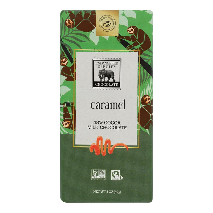 Endangered Species Milk Caramel Sloth Chocolate Bar – 3 Oz – Case of 12