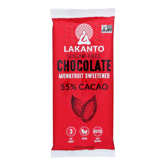 Lakanto 3 Oz. Monkfruit Sweetened Chocolate Bar, 55% Cocoa (Case of 8)