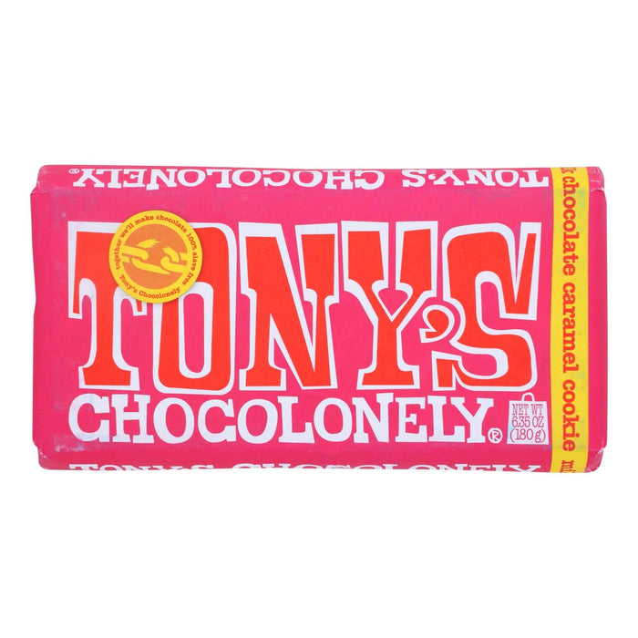 Tony's Chocolonely Milk Chocolate Caramel Cookie Bar - 6.35 Oz (Case of 15 Bars)