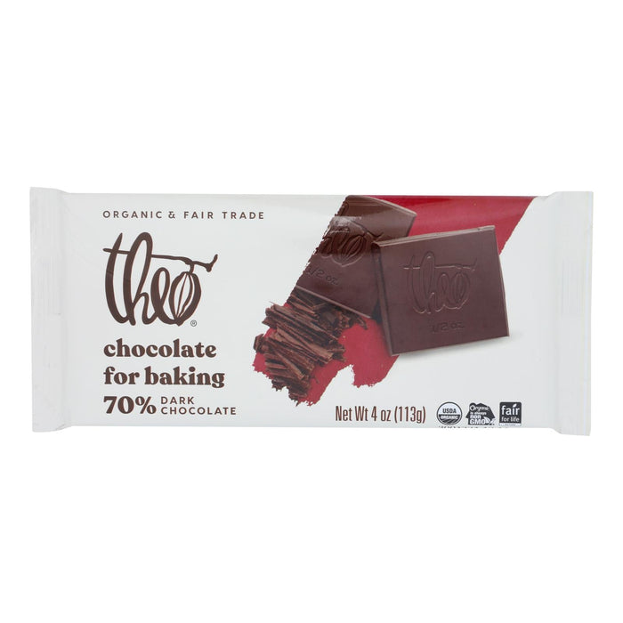 Theo Chocolate Baking Bar - Premium 70% Dark, Rich Chocolate Flavor - 4 Oz.