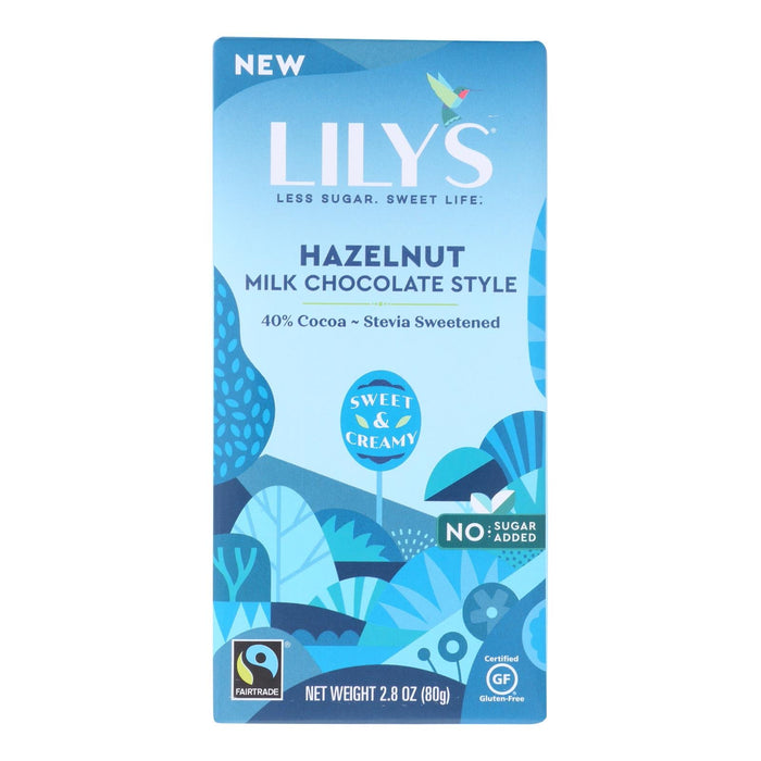 Lily's Sweets 40% Hazelnut 2.8 Oz Premium Milk Chocolate Bars - Case of 12