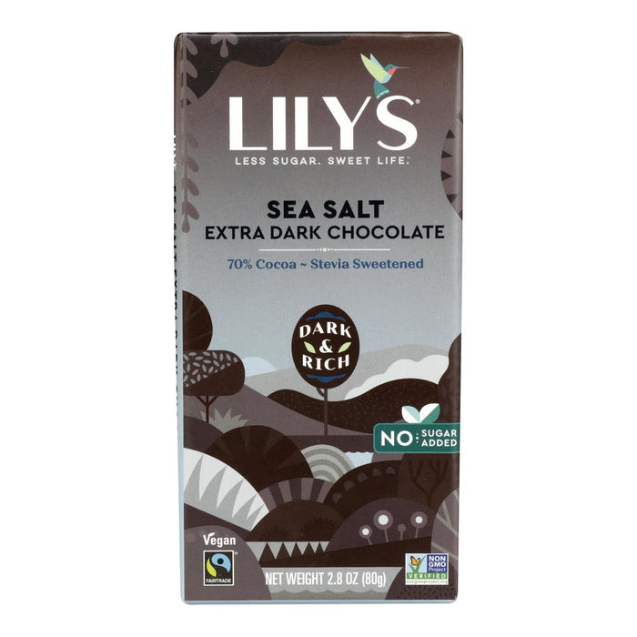 Lily's Sweets Dark Chocolate Bar - 70% Cocoa - Sea Salt - 2.8 Oz
