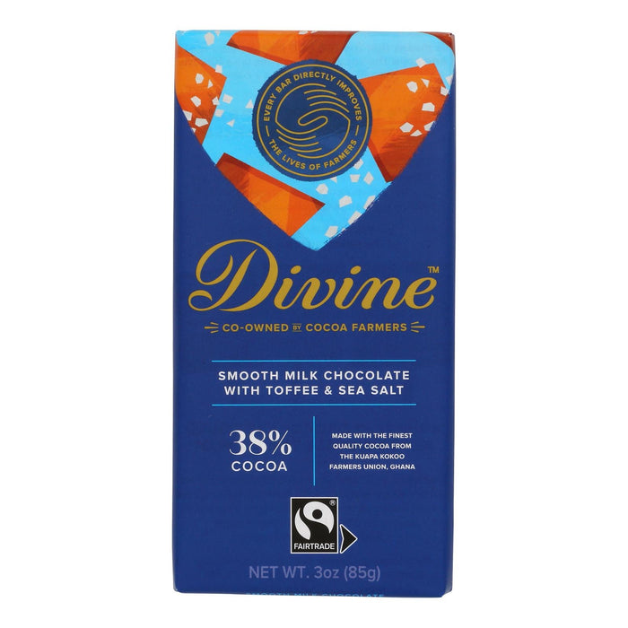 Divine Chocolate Milk Toffee Bar - 3 Oz - Case of 12