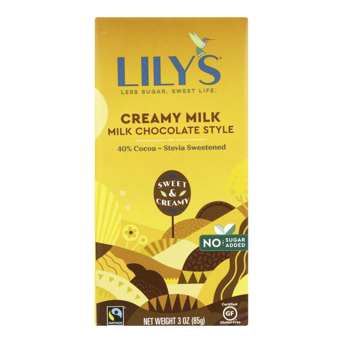 Lily's Sweets Creamy Milk Chocolate Bar, 40% Cocoa, 3 Oz