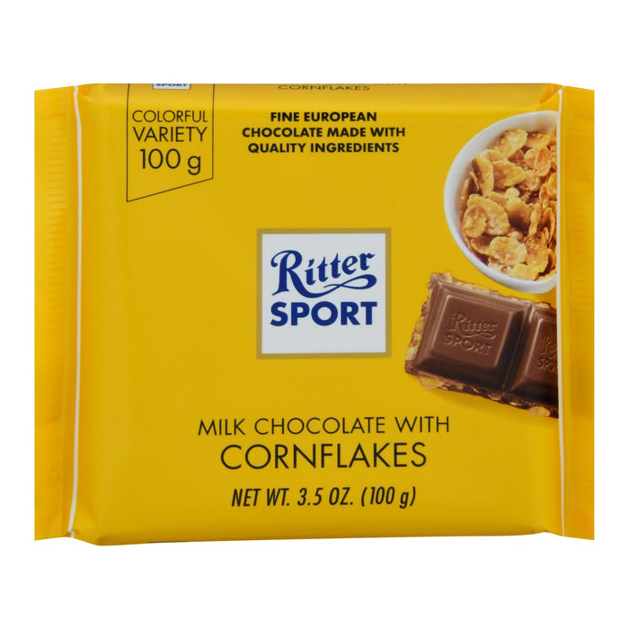 Ritter Sport Milk Chocolate Corn Flakes Bars - 3.5 Oz Each - Pack of 10